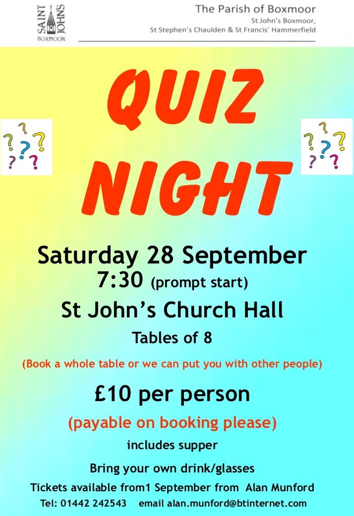 Quiz Night September | St John's Boxmoor